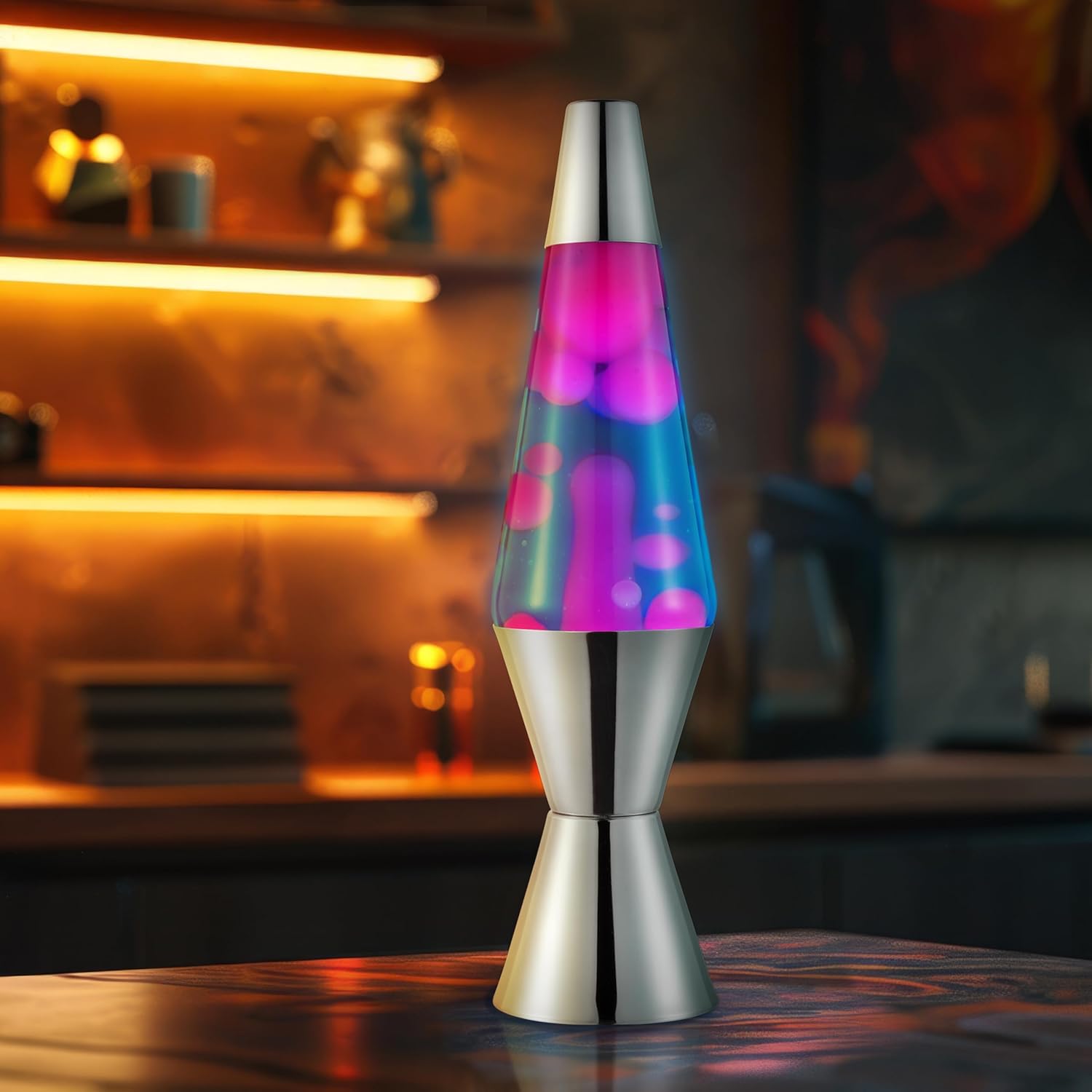 The Original Lava? Lamp - 14.5 Techno Chrome - Classic Liquid Motion Lamp - Pink Lava and Blue Liquid - Item #2097 (Amazon Exclusive) - Image 4