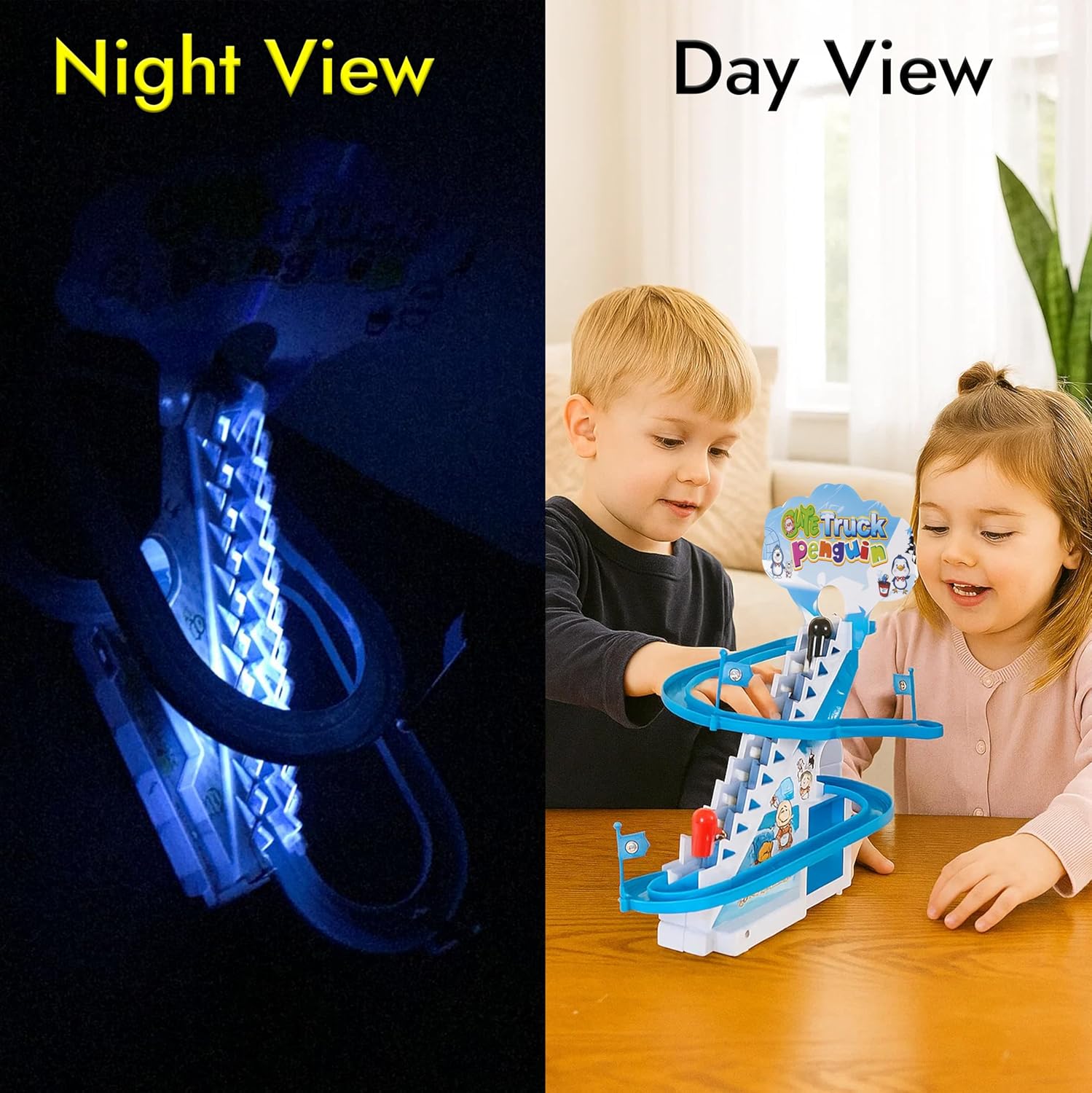 ARSUK Penguin Race Game Toy Playful Musical Roller Coaster Track Playset with Music & LED Flashing Lights On/Off Button for Toddlers and Kids Gift - Image 8